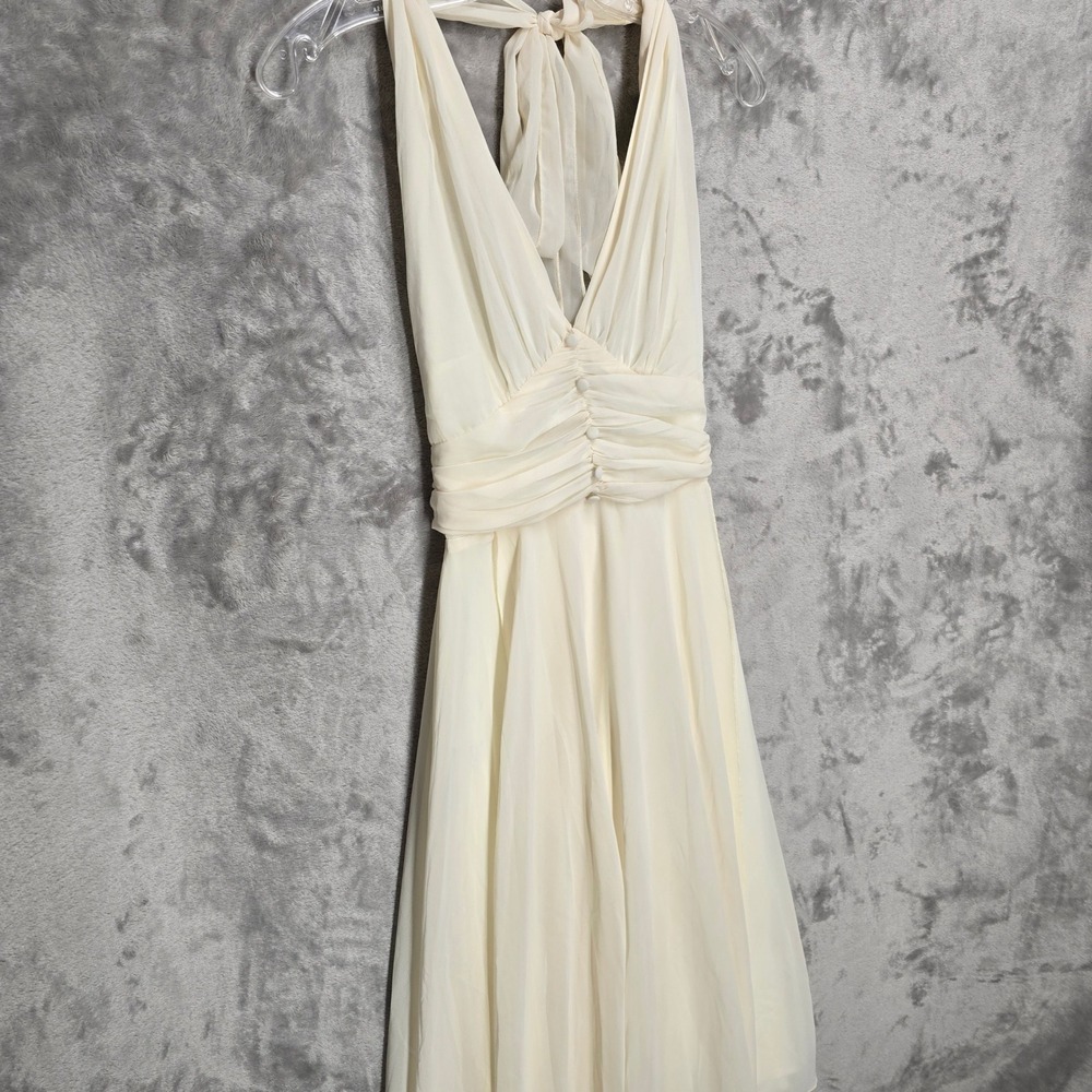 Regencycore Halter Dress Women S Cream Ruched Fairy Ethereal Marilyn Style Retro - Picture 13 of 16